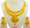 22Kt Gold Stone Pearls Necklace Set - Click here to buy online - 8,324 only..