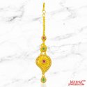 22kt Gold Ruby Emerald Maang Tikka - Click here to buy online - 1,344 only..