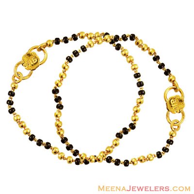 22k Gold Black Beads Baby Bracelet ( Black Bead Bracelets )