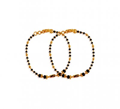 22k Gold Kids bracelets ( Black Bead Bracelets )