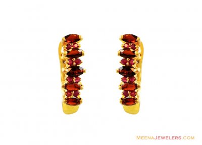 Ruby with Colored Stones Earrings ( Precious Stone Earrings )