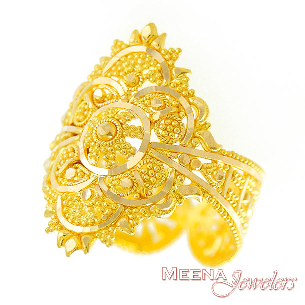 Gold Indian Filigree Ring RiLg2919 22Kt Gold Ring Indian Bridal Ring 