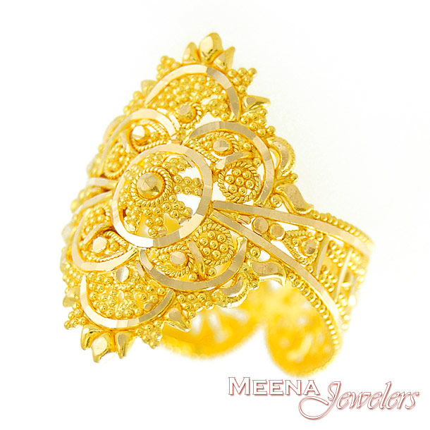 Gold Indian Filigree Ring RiLg2919 22Kt Gold Ring Indian Bridal Ring