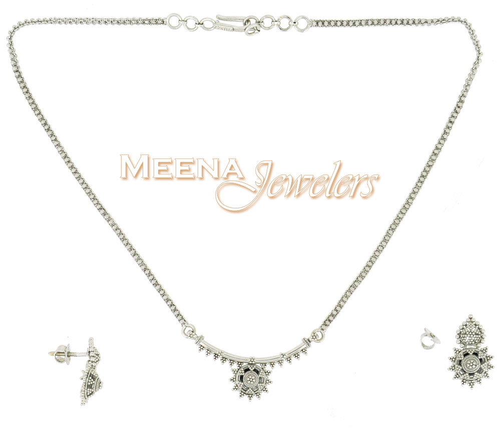 22Kt White Gold Necklace Set ( White Gold Sets )