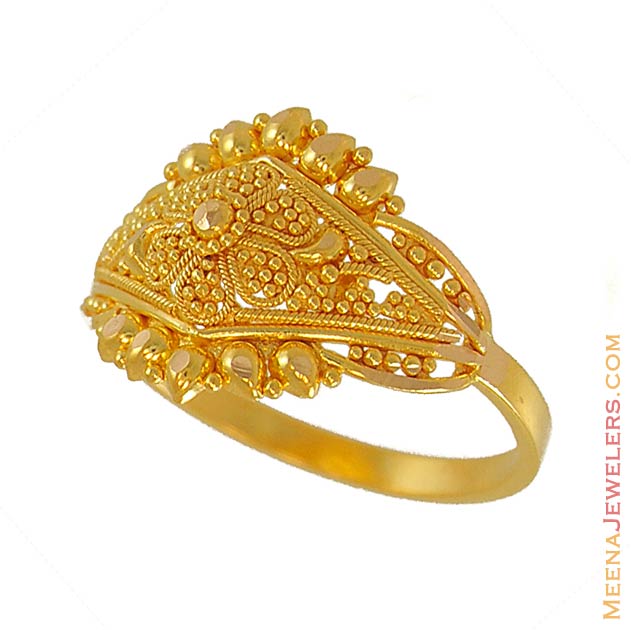 Indian Filigree Ring (22K Gold) RiLg6496 22Kt Gold Indian Filigree
