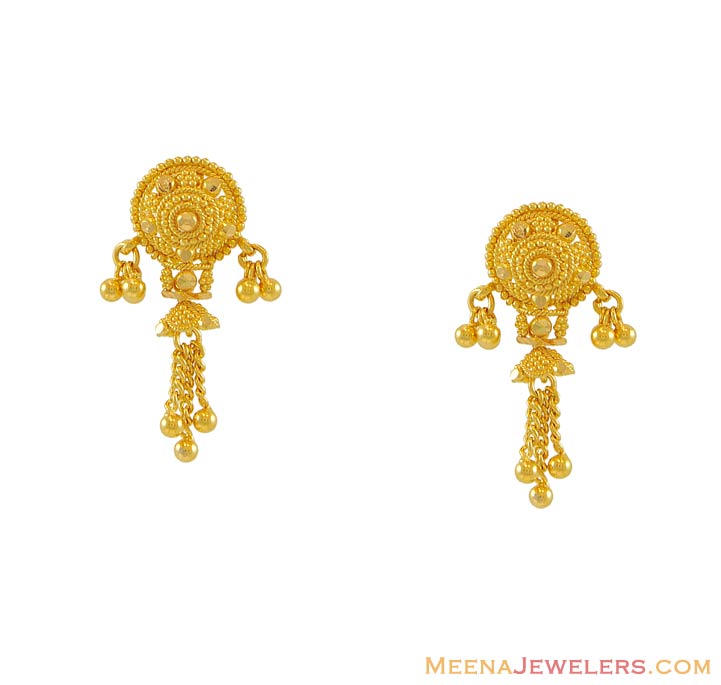 Gold Hanging Earrings(22k) ErFc7933 22k yellow gold earrings with filigree work . The