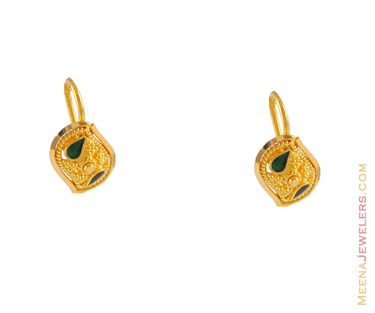 Fancy Earrings on 22k Gold Small Earring 22kt Gold Fancy Earrings