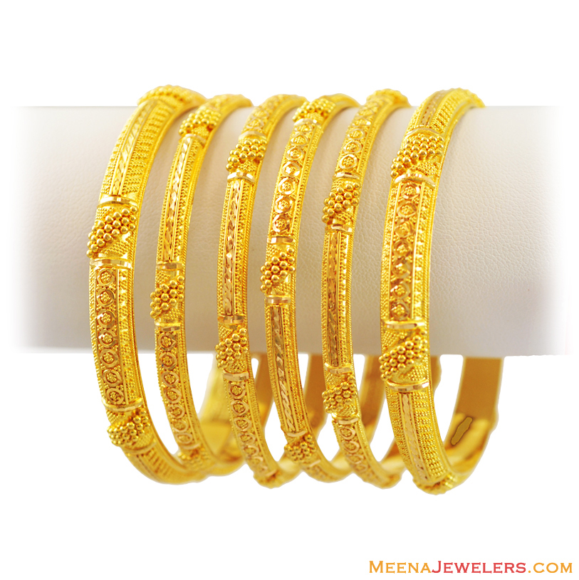 22k Yellow Gold Bangles Set(6 Pcs) bast12102 22k yellow gold