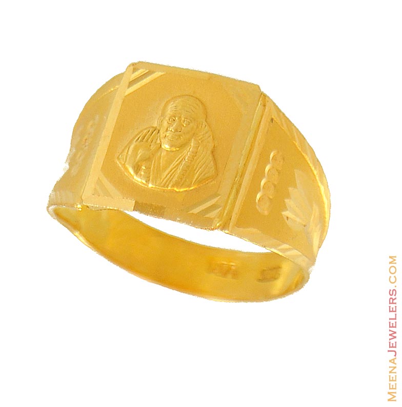22Kt Sai Baba Men Ring RiMs8452 22kt Yellow Gold Mens Ring with