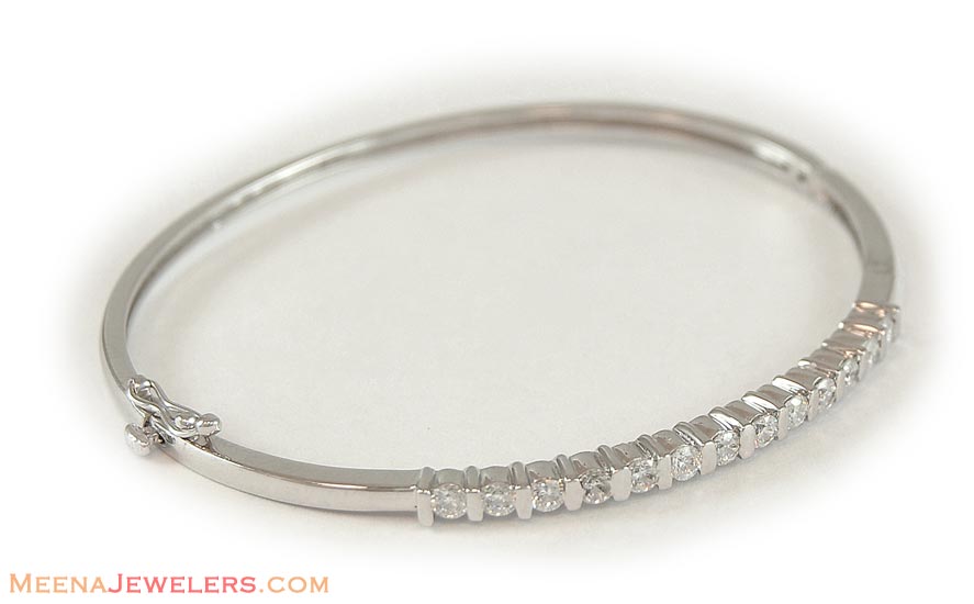 White Gold Bangle  Bracelet with Star Signity studded as a simple ...