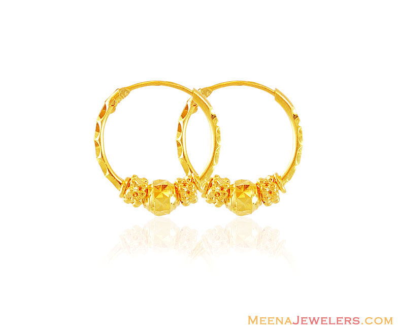 22k Gold Hoop Earrings ErHp16310 22K Gold Hoop Earrings, designed
