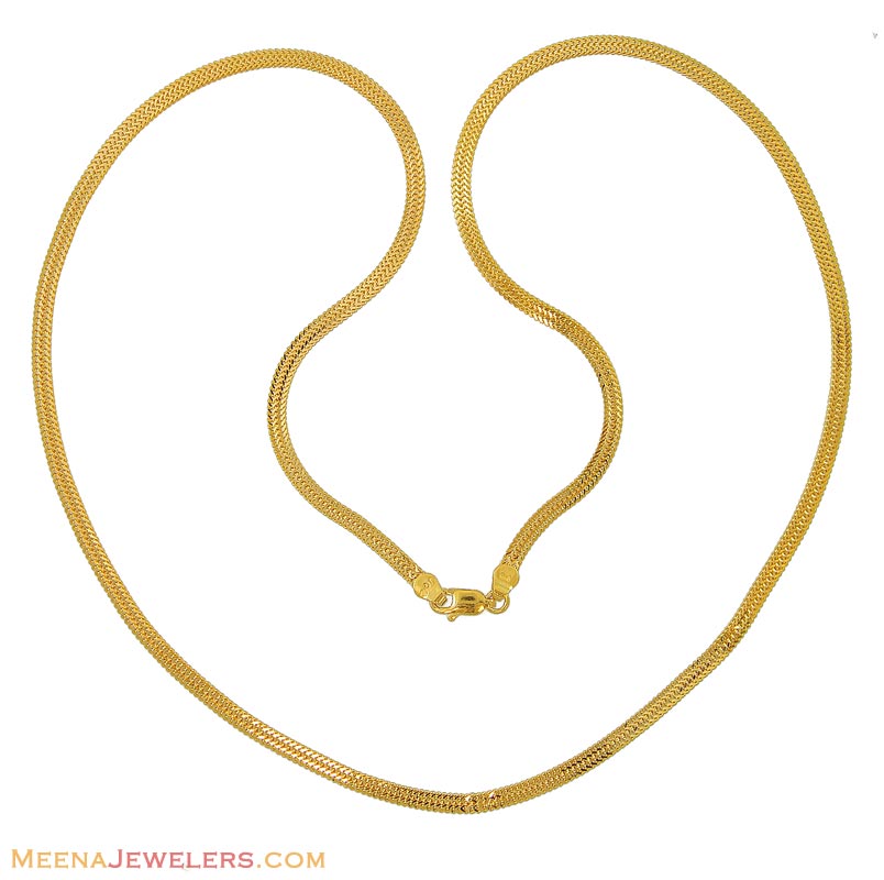 22k Long Gold Chain(24 inches) ChPl8690 22Kt gold mens long flat chain shine finish. Hook