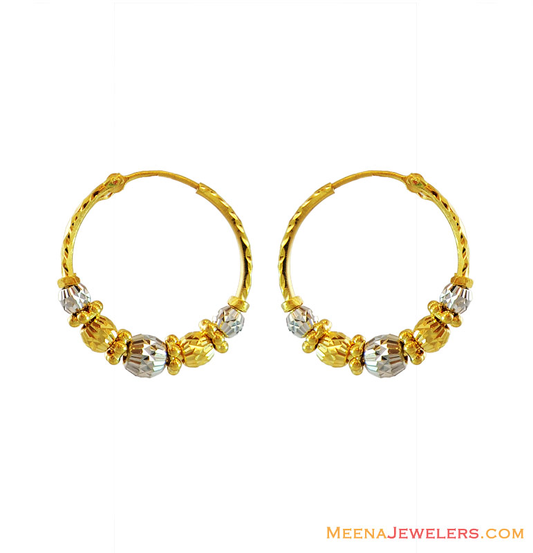 22k Gold Bali With Two Tone ErHp12873 22kt gold bali / earrings