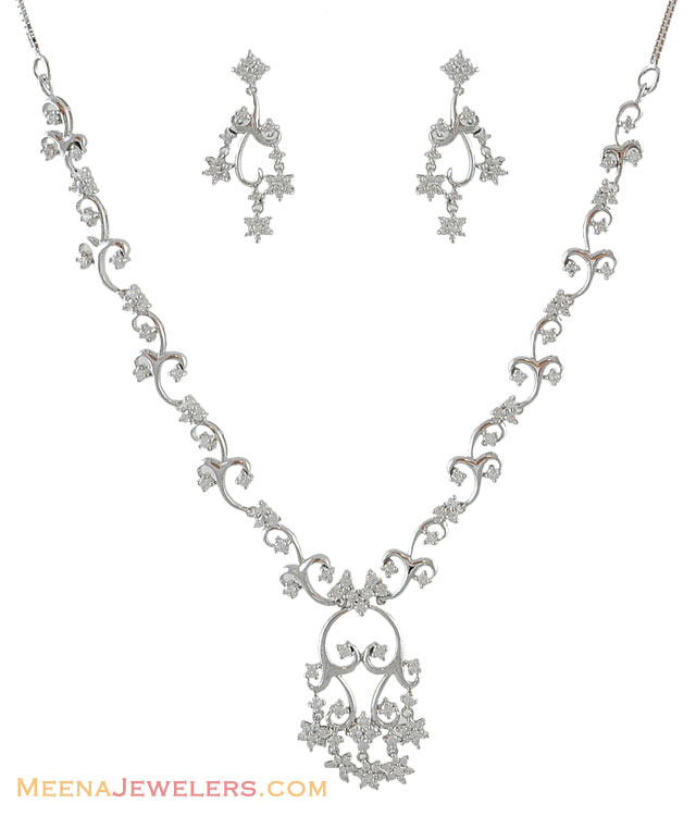 Fancy White Gold Necklace Set ( White Gold Sets )