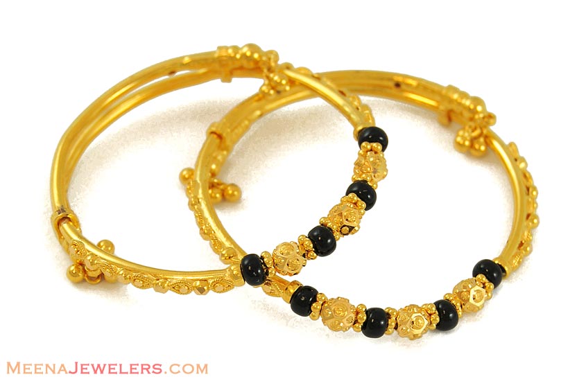 Black Beads Baby Bangle(22k) BjBa7037 22k designer baby bangles