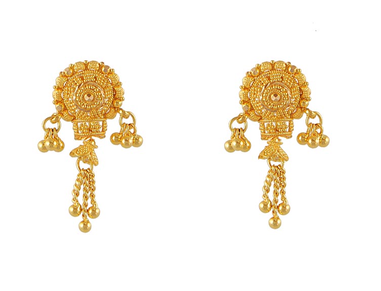 Fancy Earrings on 22kt Gold Fancy Earrings Erfc4666 22kt Gold Fancy Earrings With