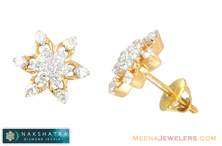 Nakshatra Diamond Earrings DiEr6252 18Kt Gold Earrings studded with
