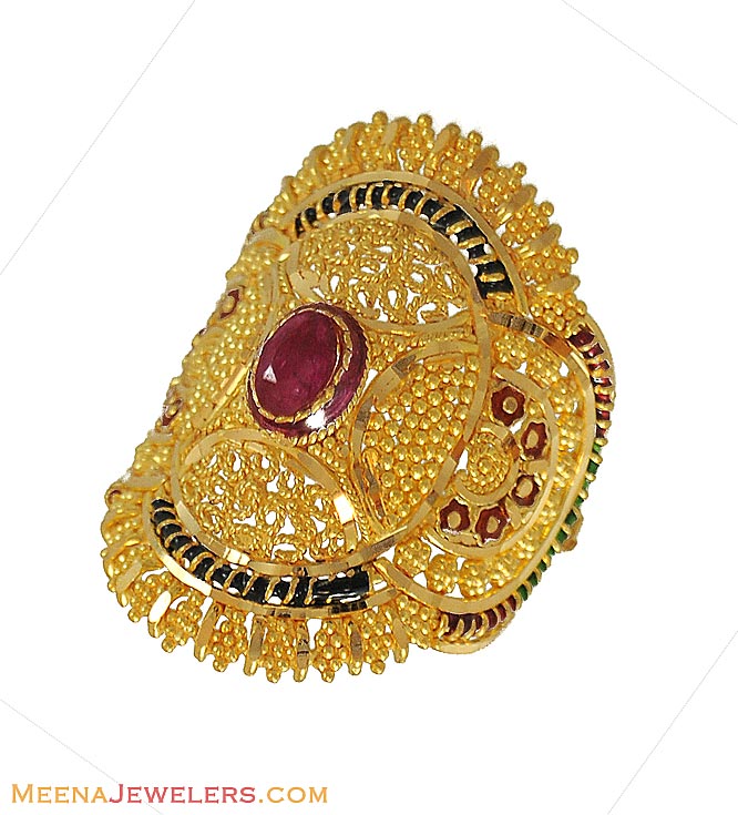Indian Bridal Ring 22K Gold RiLg9020 22K Gold Indian Bridal filigree 