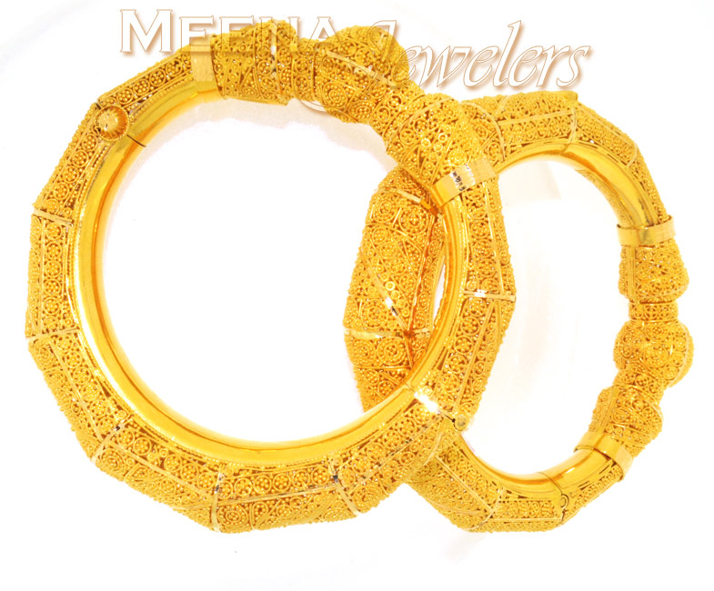 22K Gold Bangles (Kada) BaKa1427 22Kt Gold Kadas (2 Pcs
