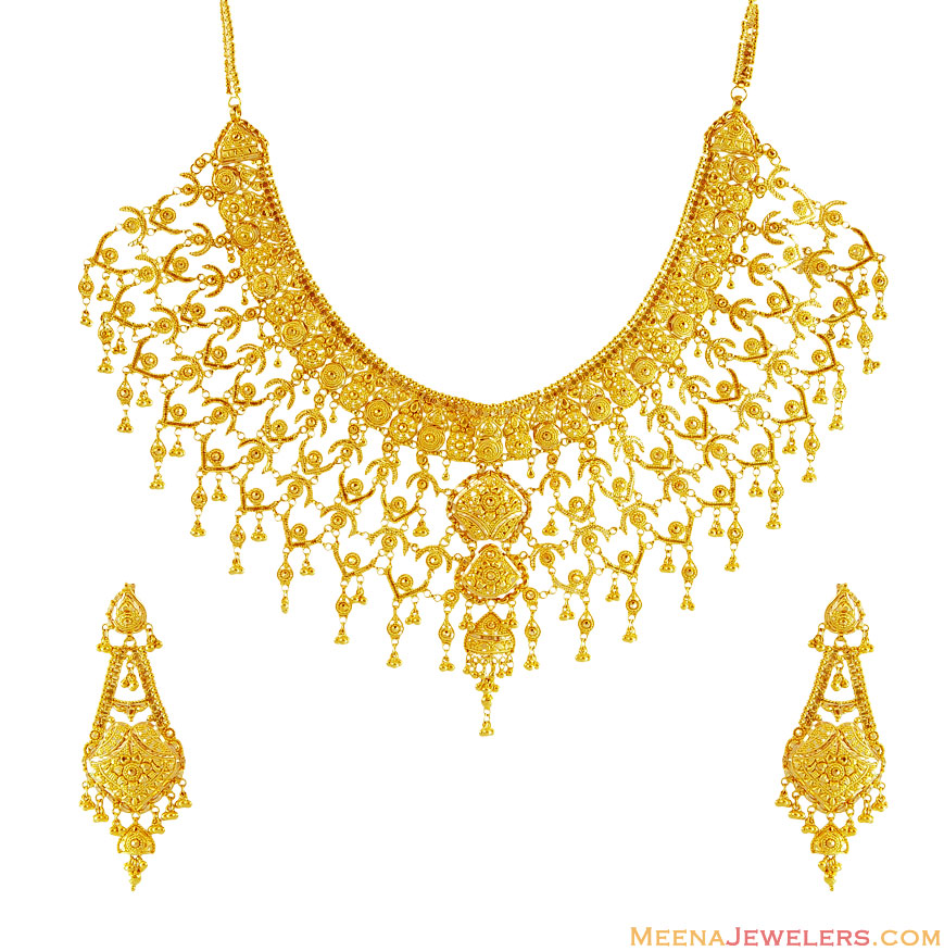Exclusive Gold Bridal Necklace Set stbr12686 22k Exclusive yellow