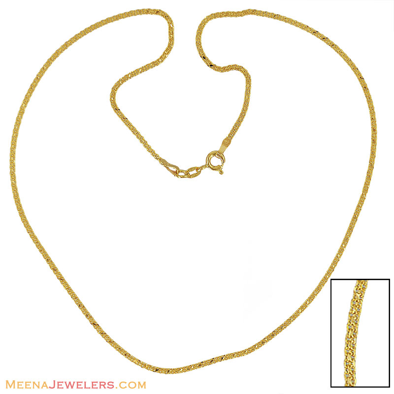 22k Gold Flat Thin Chain Plain Gold Chains Beautiful