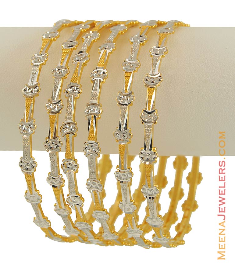 22k Rhodium Finish Bangles ( Set of 6) BaSt7827 22k gold bangles