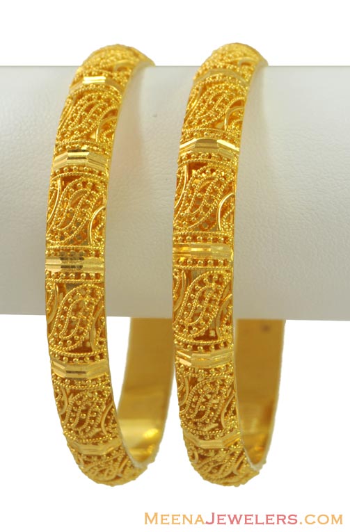Indian Gold Bangles (22KT) BaGo10374 22K Yellow Gold Bangles with