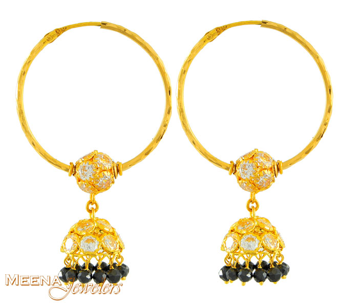 22Kt Gold Bali Earring with Chandelier ErHp3206 22Kt Gold Hoop Earring with Chandelier also