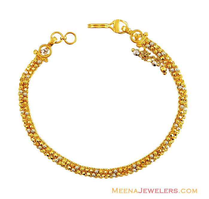 22K Gold Indian Bracelet - BrLa13617 - 22K Gold two layered Bracelet