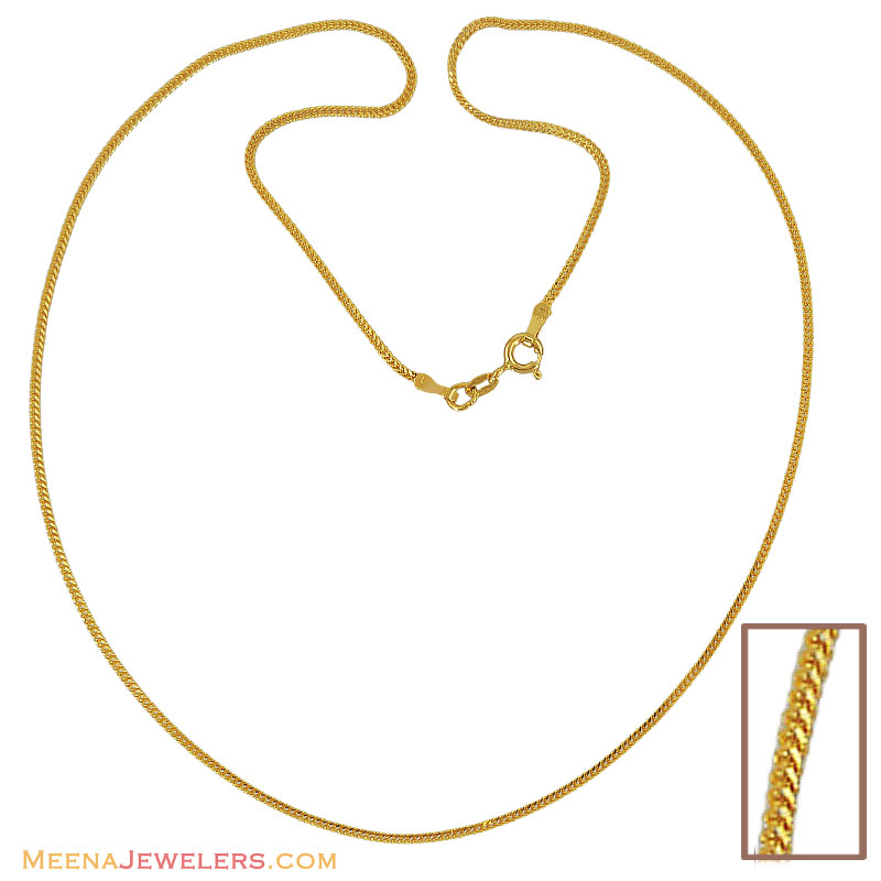 22K Gold Thin Chain(18 Inches) ChPl11916 22Kt gold thin chain in matte and shine finish