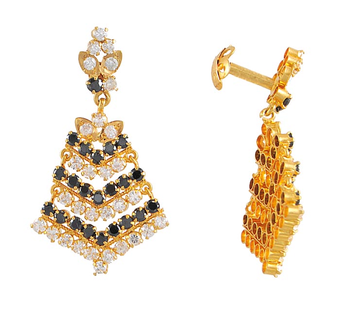 Gold Fancy Earring with CZ ErFc4064 22Kt Gold Earrings studded with