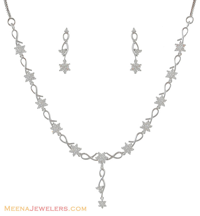 18Kt White Gold Necklace Set ( White Gold Sets )