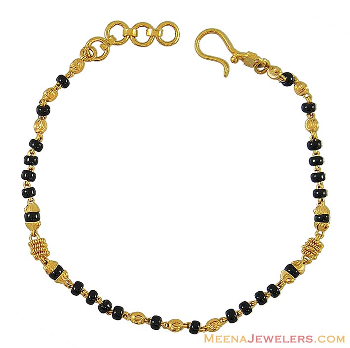Black Beads Gold Bracelet(22k) BrLa8534 22k gold ladies bracelet beautifully designed with