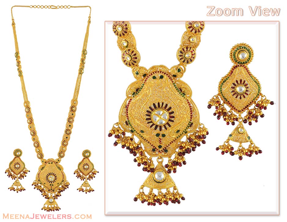 22Kt Antique Bridal Necklace Set CodeStBr4849 22Kt Antique Bridal Necklace Set CodeStBr4849