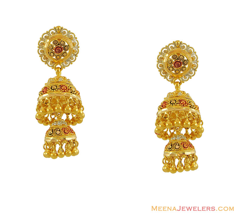 22K Gold Chandelier Earrings ErFc7568 22Karat Gold Fancy Chandelier