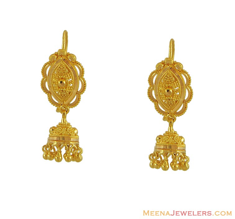 Gold Designer Hanging Earrings ErFc8562 22Kt Gold Earrings with