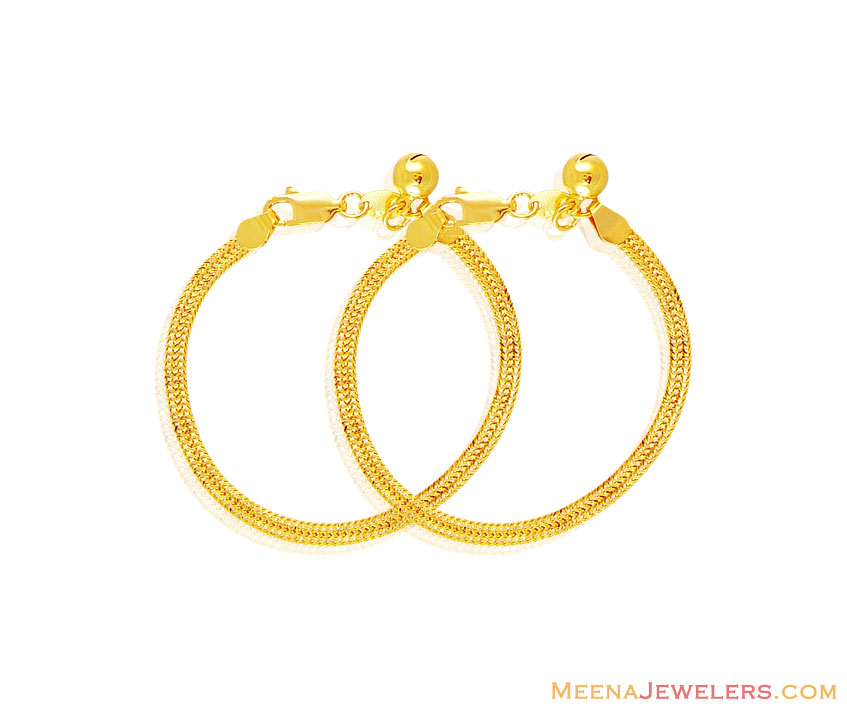 22K Gold Two Tone Kids Payal GaPa16319 22k Gold Payal (Pair) for