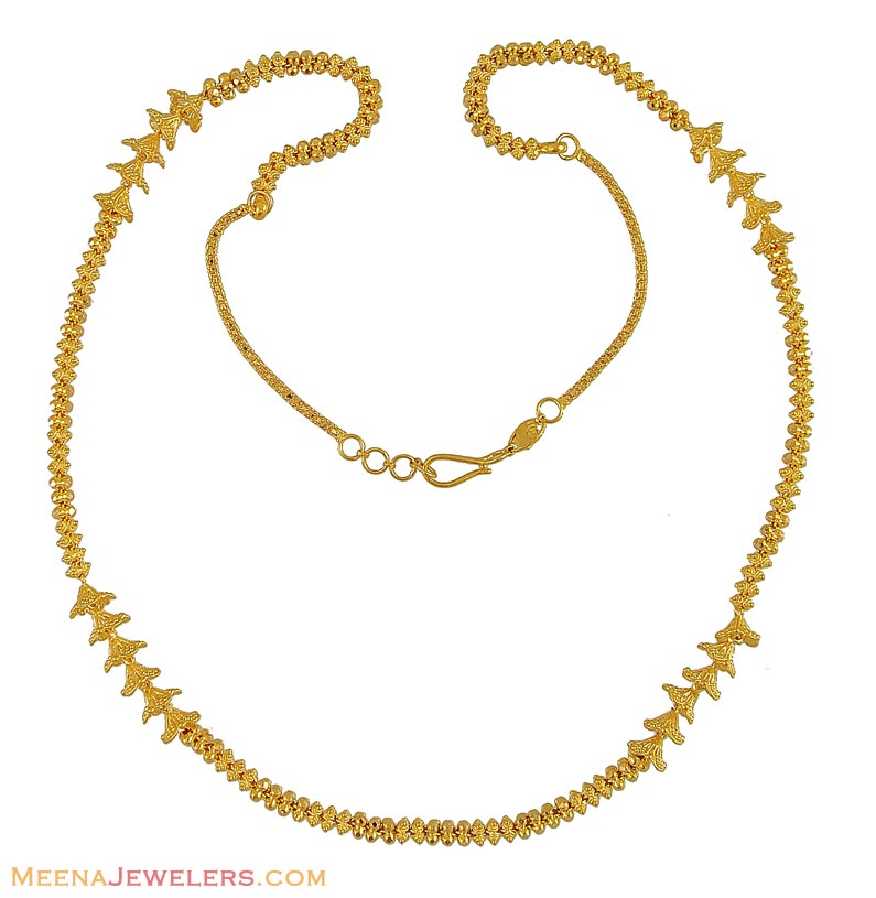 Gold Indian Chain (Floral designs) ChLo9463 22Kt Gold Ladies Chain