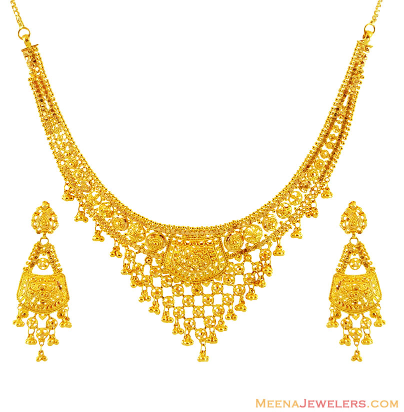 22K Gold Designer Necklace Set StGo12671 22K Gold Necklace Set, Beautifully Handcrafted with 22K Gold Designer Necklace Set StGo12671 22K Gold Necklace Set, Beautifully Handcrafted with