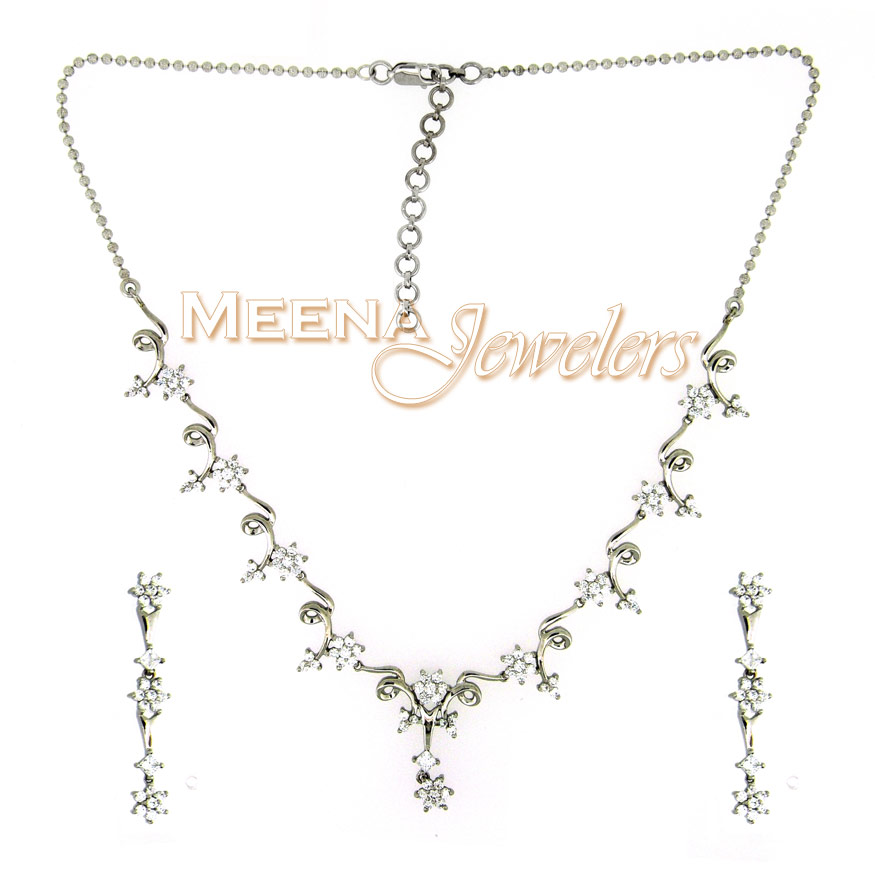 18Kt White Gold Necklace Set ( White Gold Sets )