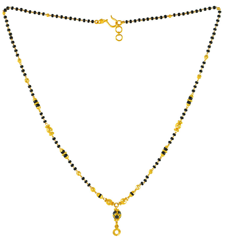 Modern MangalSutra with black beads and gold balls ChMs2733 22Kt
