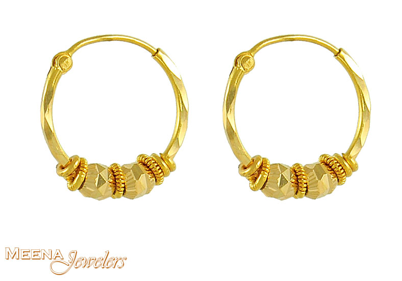 22K Gold Hoops ErHp3089 22K Gold Hoops (earrings) with high shine