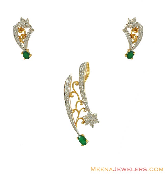 meenajewelers.comDesigner Diamond Pendant Set - DiPs7523 - 18Kt Gold Pendant and