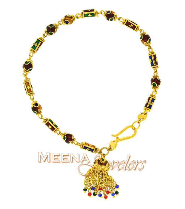 Ladies Bracelets on Meenakari Ladies Gold Bracelet With Jumki   Brla2543