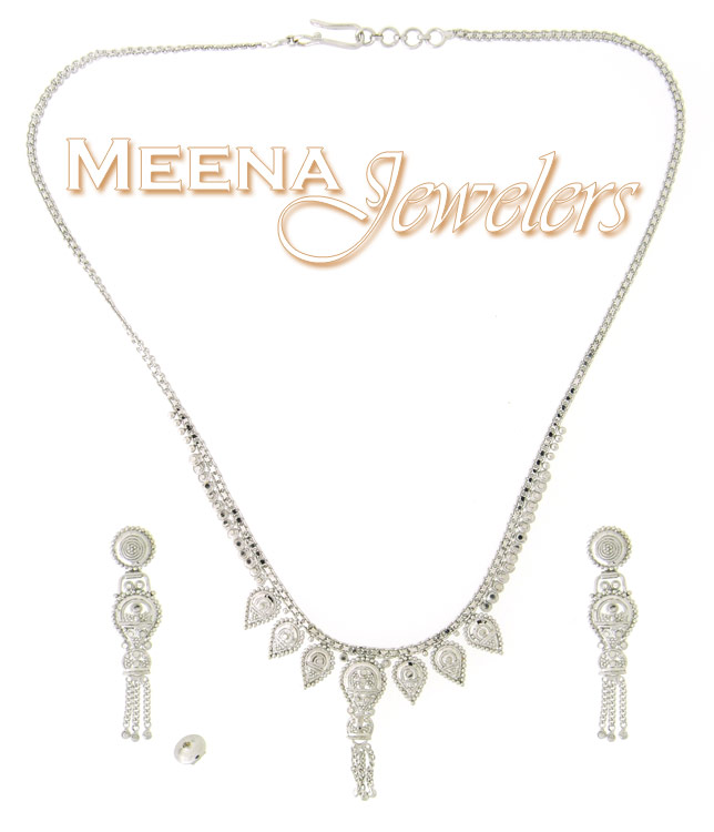 22Kt White Gold Necklace Set ( White Gold Sets )