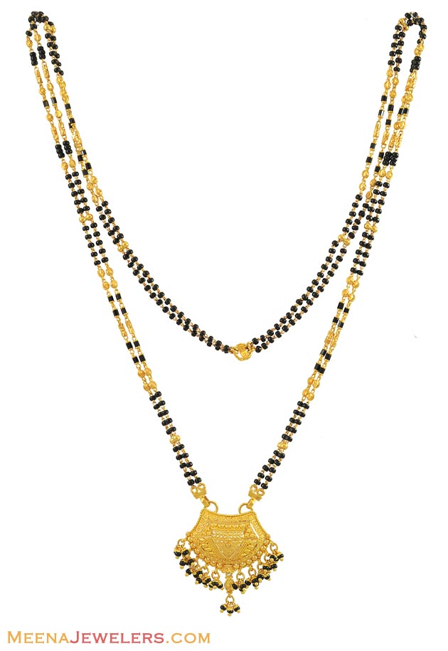 Indian Long Mangalsutra (26 Inches) ChMs10906 22 Karat Gold