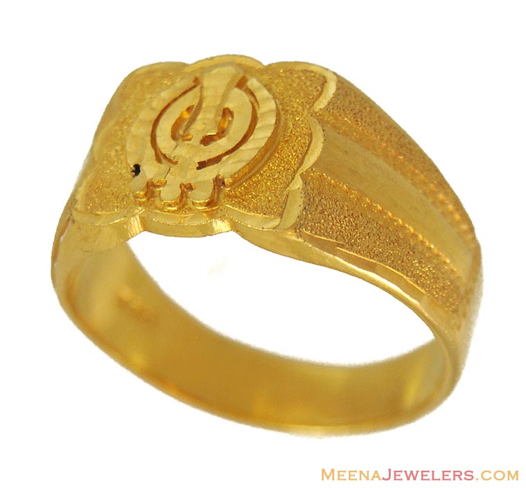 Religious Khanda Ring (22K Gold) RiMs9754 22k yellow gold mens ring