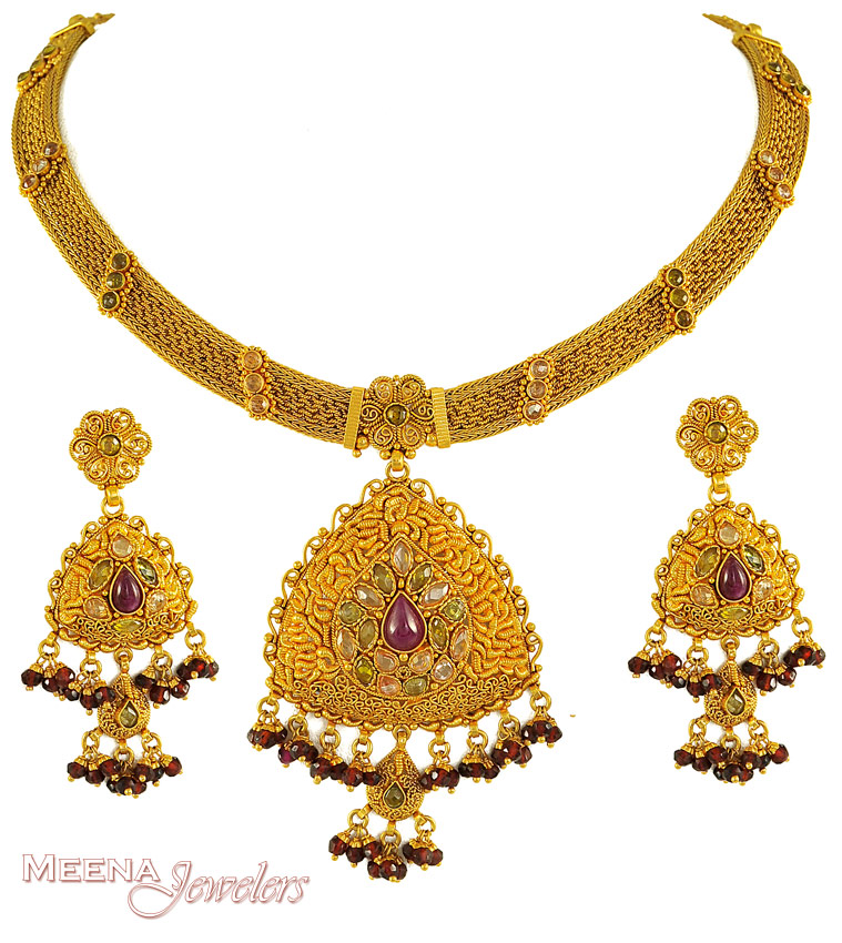 Necklace Sets on Necklace Set   Stan3325   Gold Antique Necklace And Earrings Set