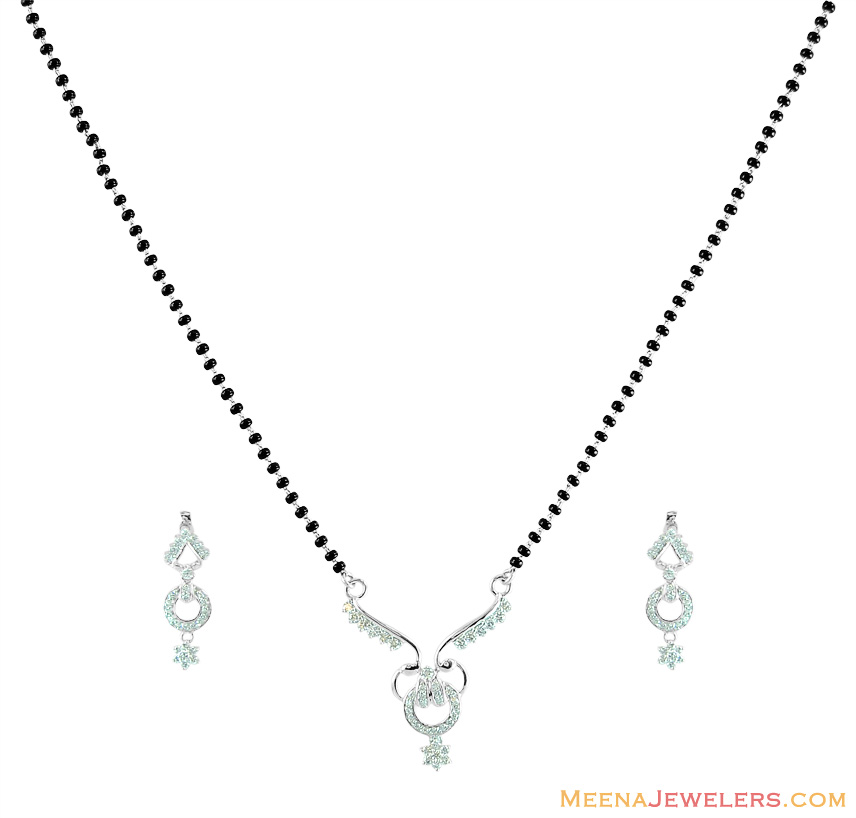 18 K White Gold Mangalsutra Set - StMs16003 - US$ 746 - Fancy 18K White Gold Mangalsutra Set 