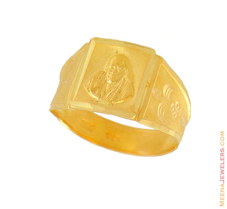 22Kt Gold Sai Baba Ring RiMs8449 22kt Gold Mens Ring with religious